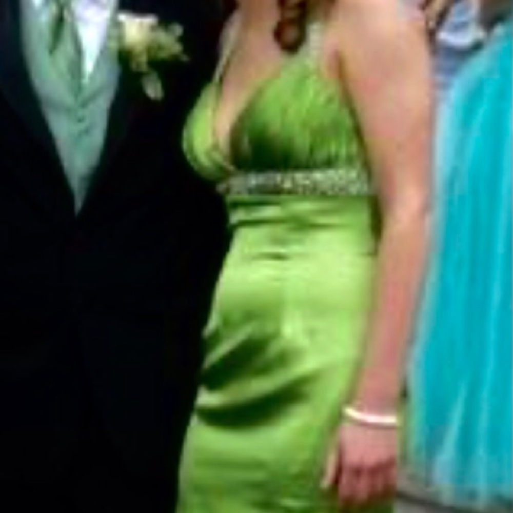 Emerald prom dress with beading detail